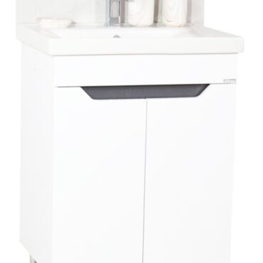 Set lavoar si masca GN7561 60x45x82 cm, 2 usi, alb-antracit, montaj pe pardoseala