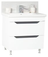 Set lavoar si masca GN7561 80x46x82 cm cu 2 sertare, alb-antracit, montaj pe pardoseala