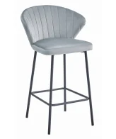 Scaun bar Kors cu cadru metalic negru si tapiterie din catifea gri deschis, max 120 kg