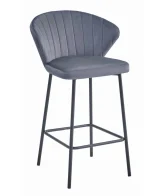 Scaun bar Kors cu cadru metalic negru si tapiterie din catifea gri inchis, max 120 kg