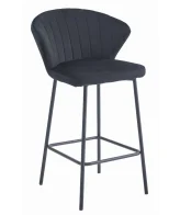 Scaun bar Kors cu cadru metalic negru si tapiterie din catifea neagra, max 120 kg