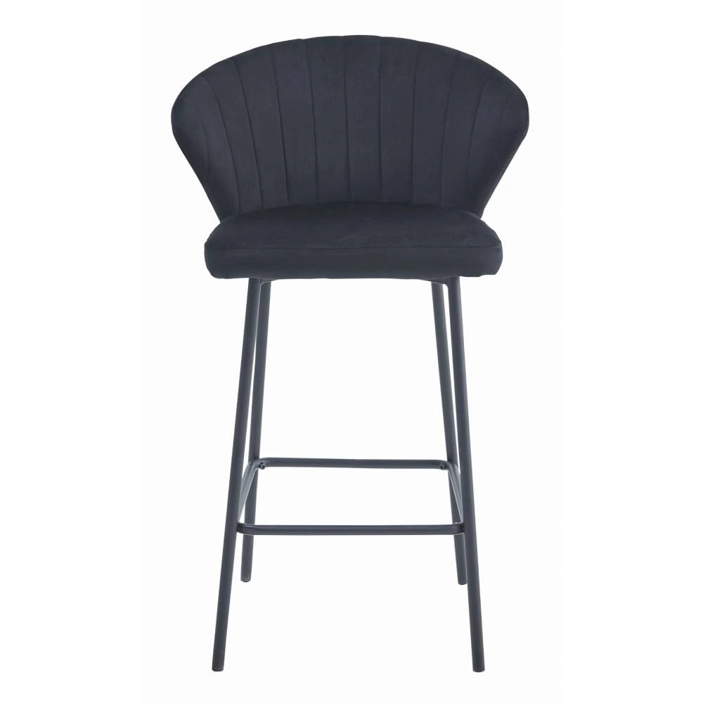 Scaun bar Kors cu cadru metalic negru si tapiterie din catifea neagra, max 120 kg