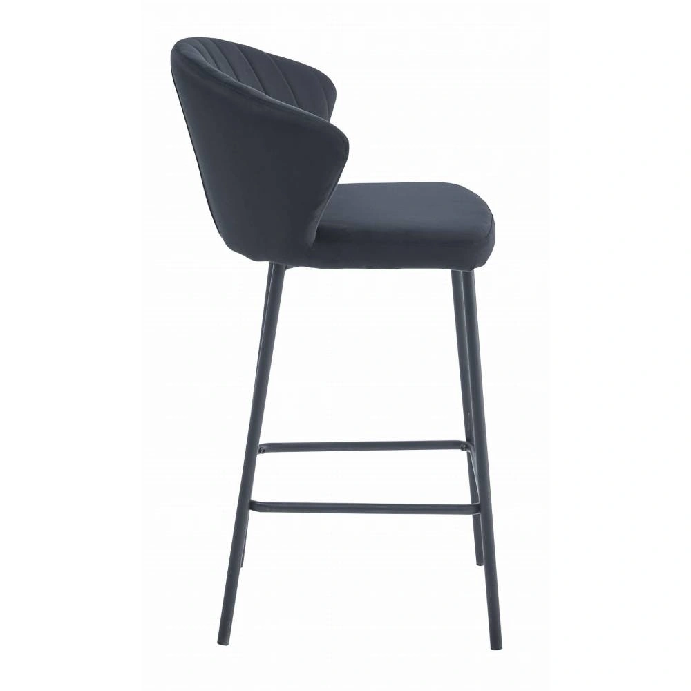 Scaun bar Kors cu cadru metalic negru si tapiterie din catifea neagra, max 120 kg
