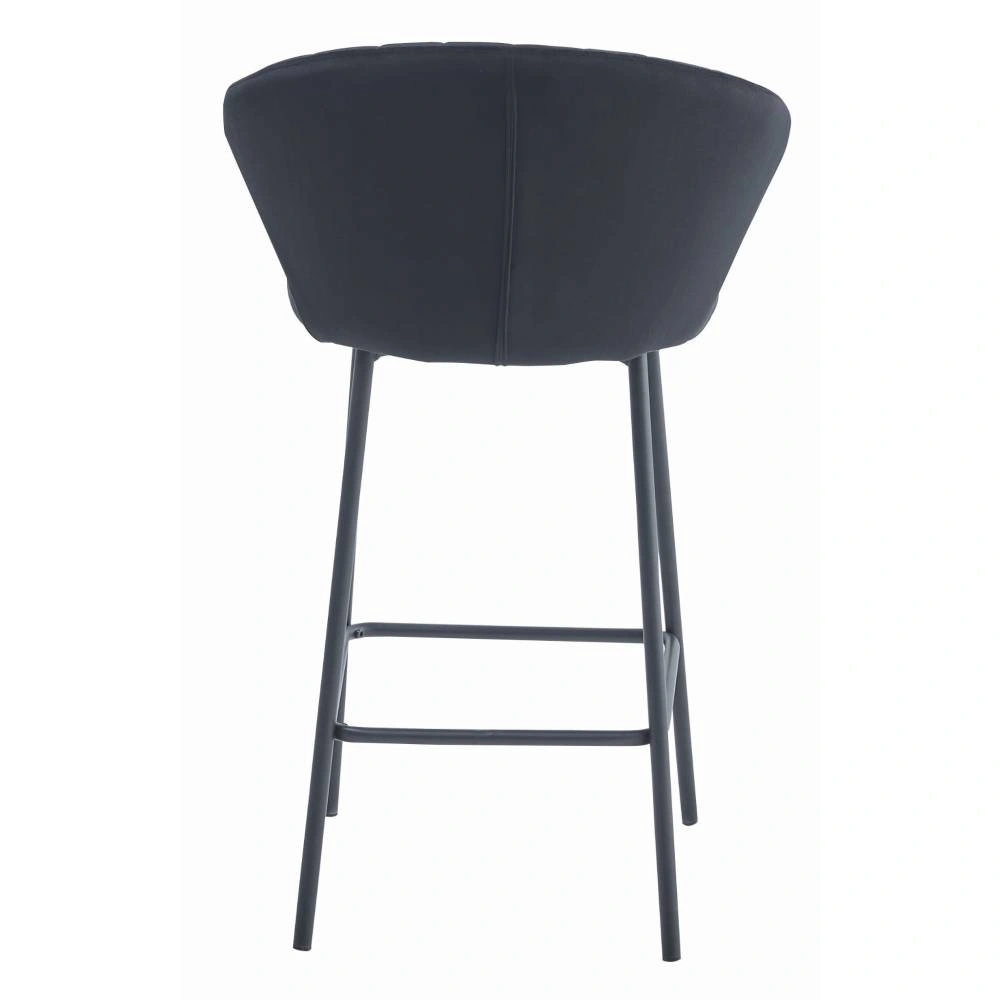 Scaun bar Kors cu cadru metalic negru si tapiterie din catifea neagra, max 120 kg