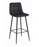 Scaun bar Simon cu cadru metalic cu finisaj negru si tapiterie din catifea neagra, max 120 kg