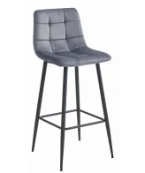 Scaun bar Simon cu cadru metalic negru si tapiterie catifea gri inchis, max 120 kg