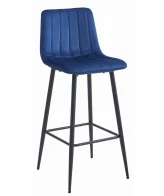 Scaun bar Zargo cu cadru metalic negru si tapiterie din catifea albastru, max 120 kg