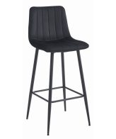 Scaun bar Zargo cu cadru metalic negru si tapiterie din catifea neagra, max 120 kg