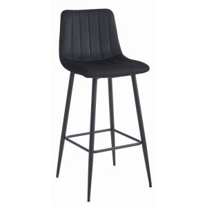 Scaun bar Zargo cu cadru metalic negru si tapiterie din catifea neagra, max 120 kg