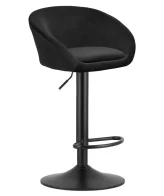 Scaun bar rotativ Elitte din catifea neagra cu baza neagra, max 110 kg