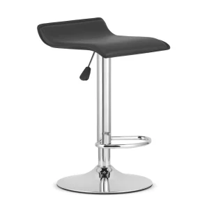Scaun bar rotativ Frovas cu baza metalica cromata si tapiterie din piele ecologica neagra, max.120 kg