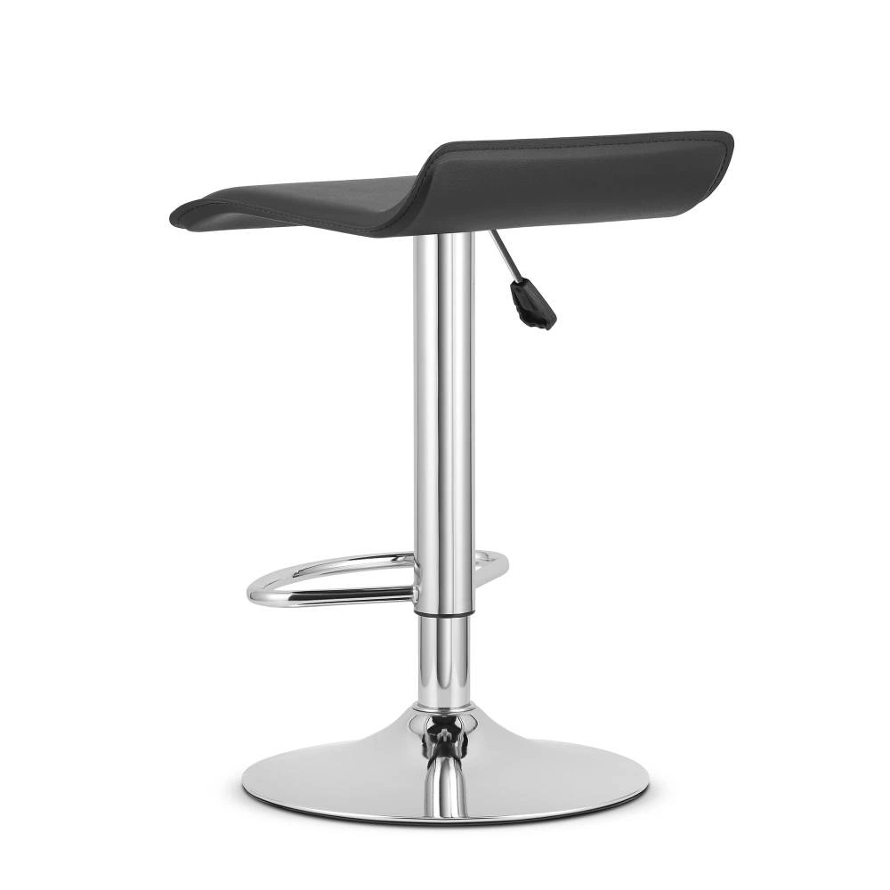Scaun bar rotativ Frovas cu baza metalica cromata si tapiterie din piele ecologica neagra, max.120 kg