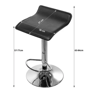 Scaun bar rotativ Frovas cu baza metalica cromata si tapiterie din piele ecologica neagra, max.120 kg
