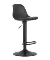 Scaun bar rotativ Horan cu baza metalica neagra si tapiterie din piele ecologica neagra, max 120 kg