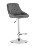 Scaun bar rotativ Kona cu baza metalica cromata si tapiterie din catifea gri, max 120 kg