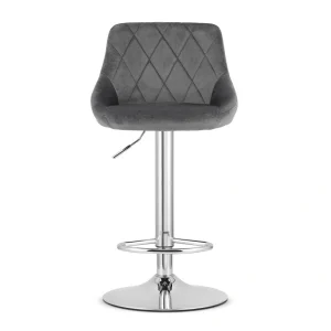 Scaun bar rotativ Kona cu baza metalica cromata si tapiterie din catifea gri, max 120 kg