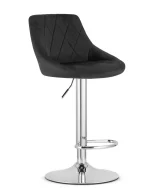 Scaun bar rotativ Kona cu baza metalica cromata si tapiterie din catifea neagra, max 120 kg
