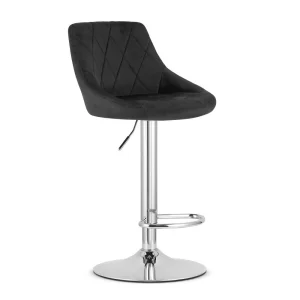 Scaun bar rotativ Kona cu baza metalica cromata si tapiterie din catifea neagra, max 120 kg