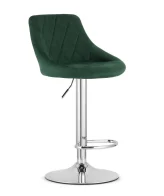 Scaun bar rotativ Kona cu baza metalica cromata si tapiterie din catifea verde, max 120 kg