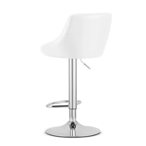 Scaun bar rotativ Kona cu baza metalica cromata si tapiterie din piele ecologica alba, max 120 kg