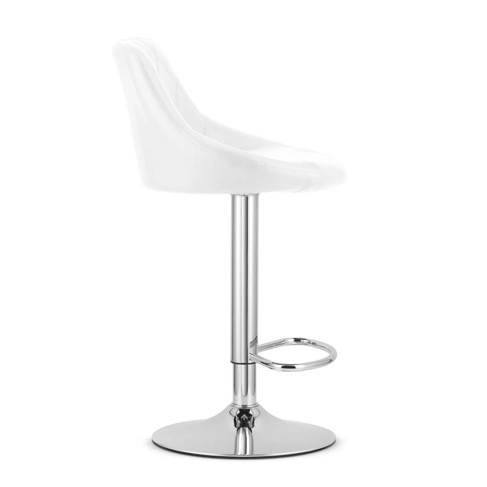 Scaun bar rotativ Kona cu baza metalica cromata si tapiterie din piele ecologica alba, max 120 kg