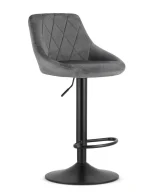 Scaun bar rotativ Kona cu baza metalica neagra si tapiterie din catifea gri, max 120 kg