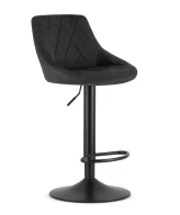 Scaun bar rotativ Kona cu baza metalica neagra si tapiterie din catifea neagra, max 120 kg