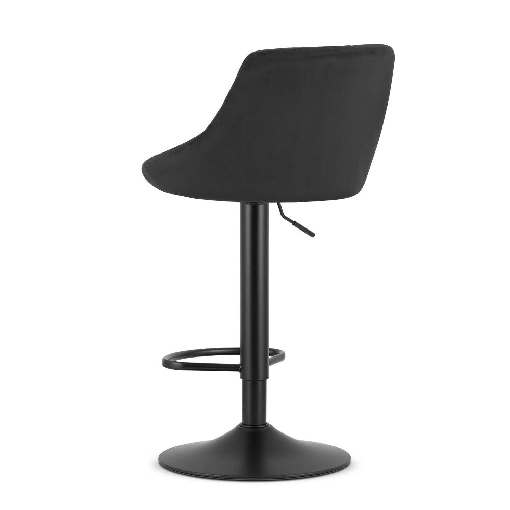 Scaun bar rotativ Kona cu baza metalica neagra si tapiterie din catifea neagra, max 120 kg