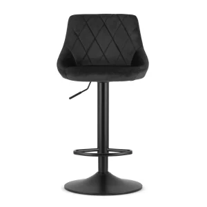 Scaun bar rotativ Kona cu baza metalica neagra si tapiterie din catifea neagra, max 120 kg