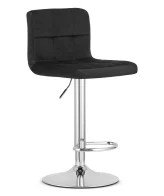 Scaun bar rotativ Pramas cu baza cromata si tapiterie din catifea negru, max 120 kg
