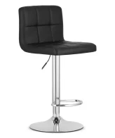 Scaun bar rotativ Pramas cu baza cromata si tapiterie din piele ecologica neagra, max 120 kg