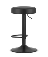 Scaun bar rotativ Roffas cu baza neagra si tapiterie din piele ecologica neagra, max 120 kg