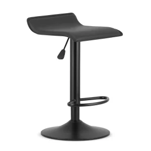 Scaun de bar rotativ Frovas cu baza metalica neagra si tapiterie din piele ecologica neagra Max. 120 kg