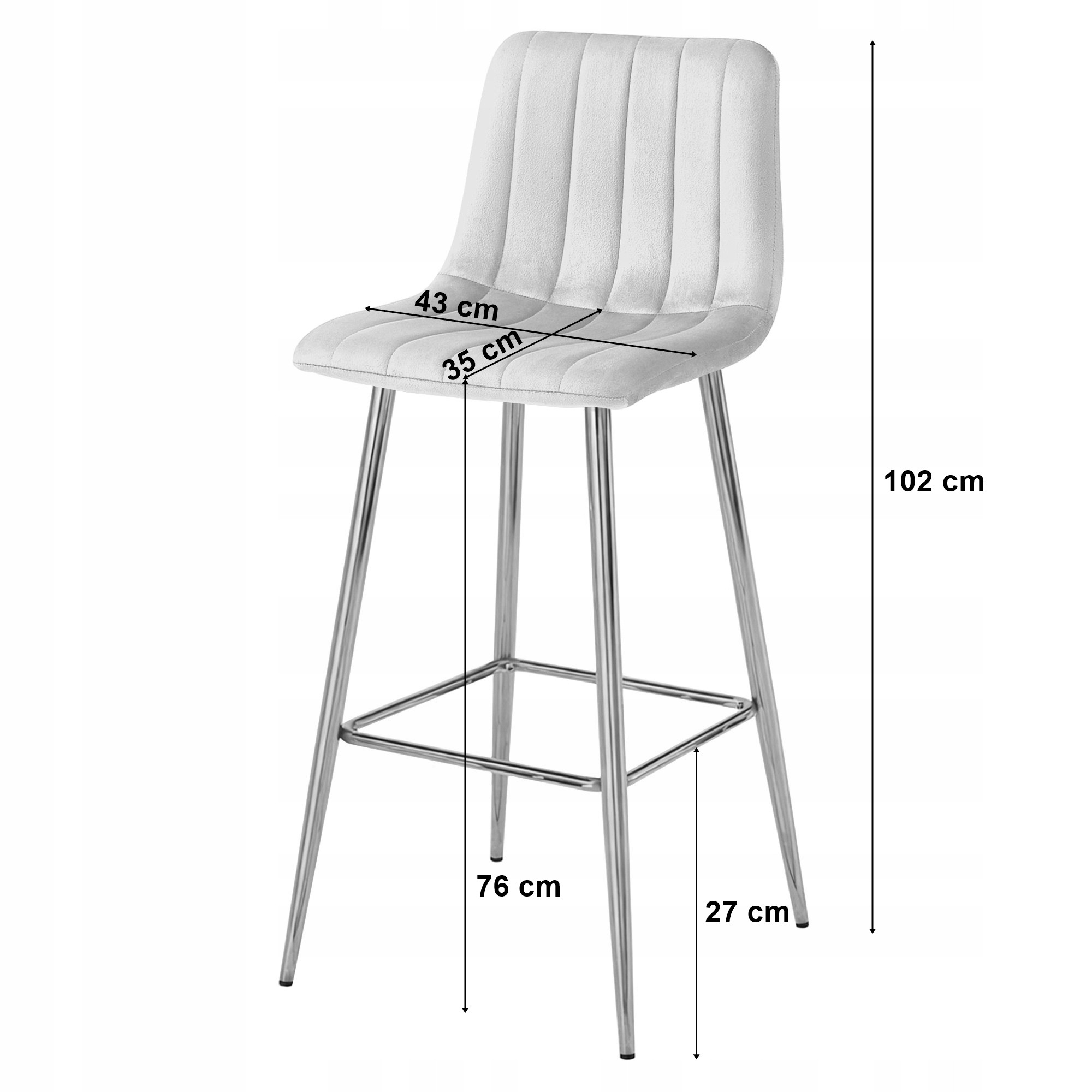 Scaun bar Zargo cu cadru metalic cu finisaj lemn si tapiterie din catifea gri deschis, max 120 kg